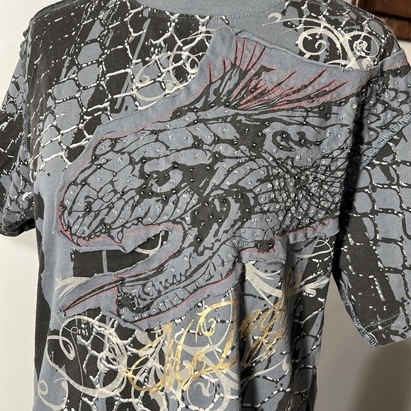 McDagger Men’s All Over Snake Design T-shirt Distressed Detail size Medium - Picture 2 of 9